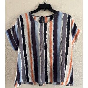 Worthington Womens Top Lightweight Keyhole Back Blue Watercolor Career size XL